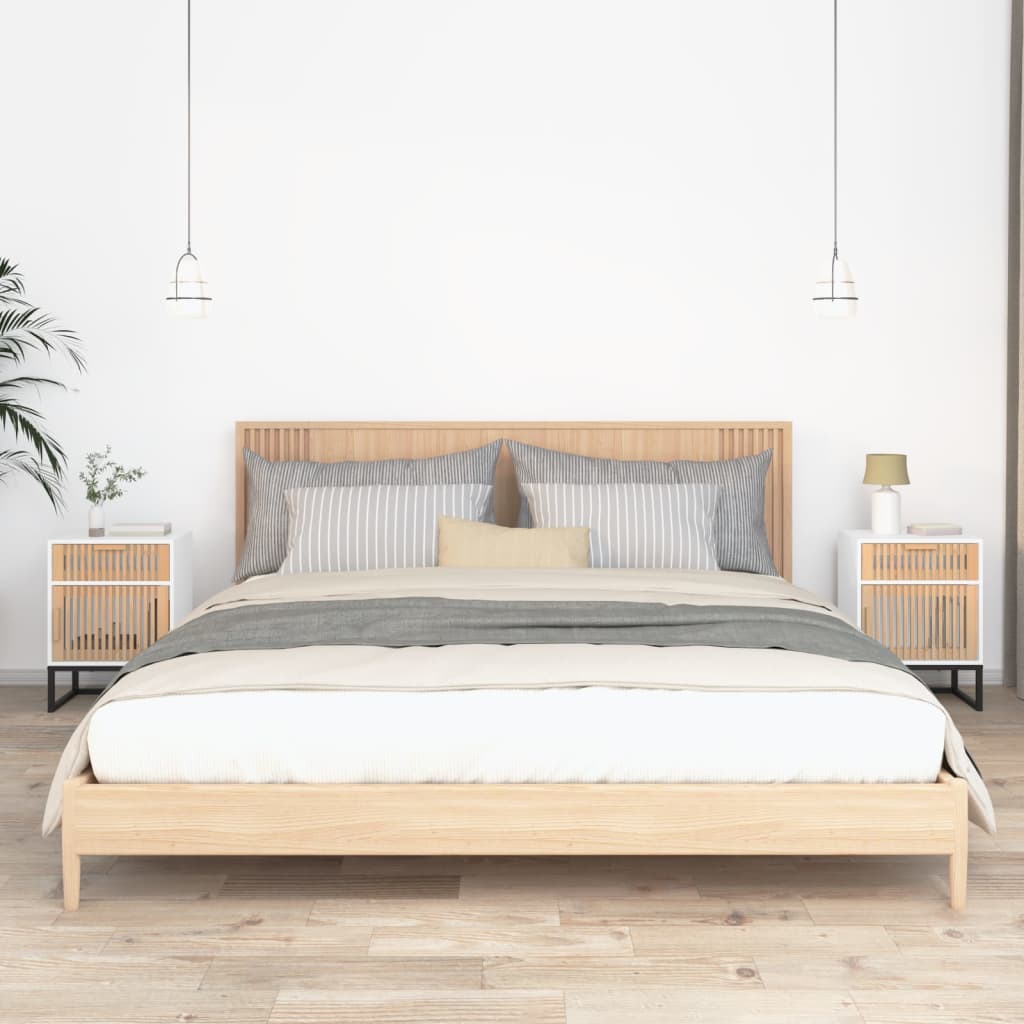 vidaXL Nachtkastje 40x30x55,5 cm bewerkt hout en ijzer wit