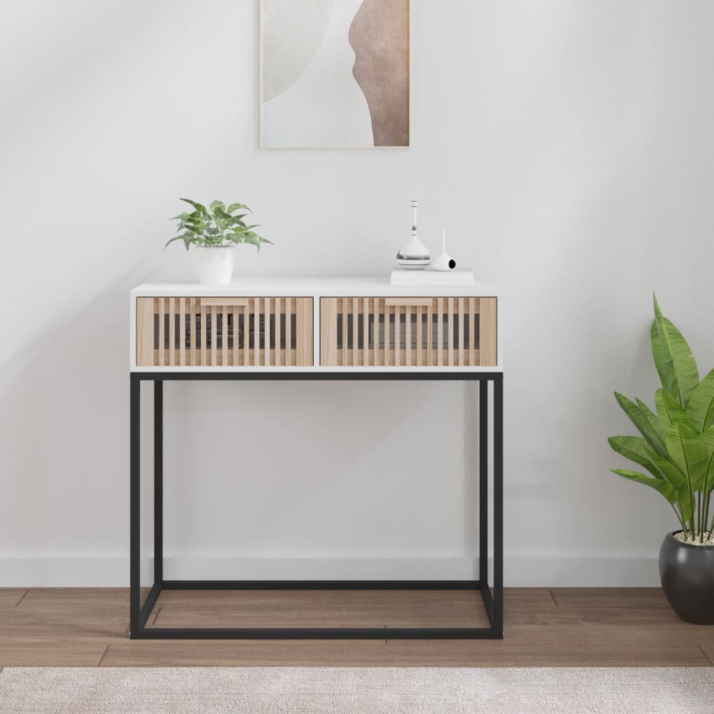 vidaXL Console table 80x30x75 cm engineered wood and iron white