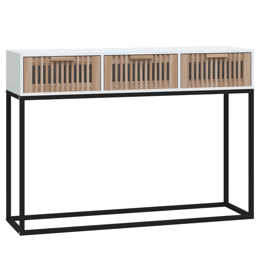 vidaXL Wandtafel 105x30x75 cm bewerkt hout en ijzer wit