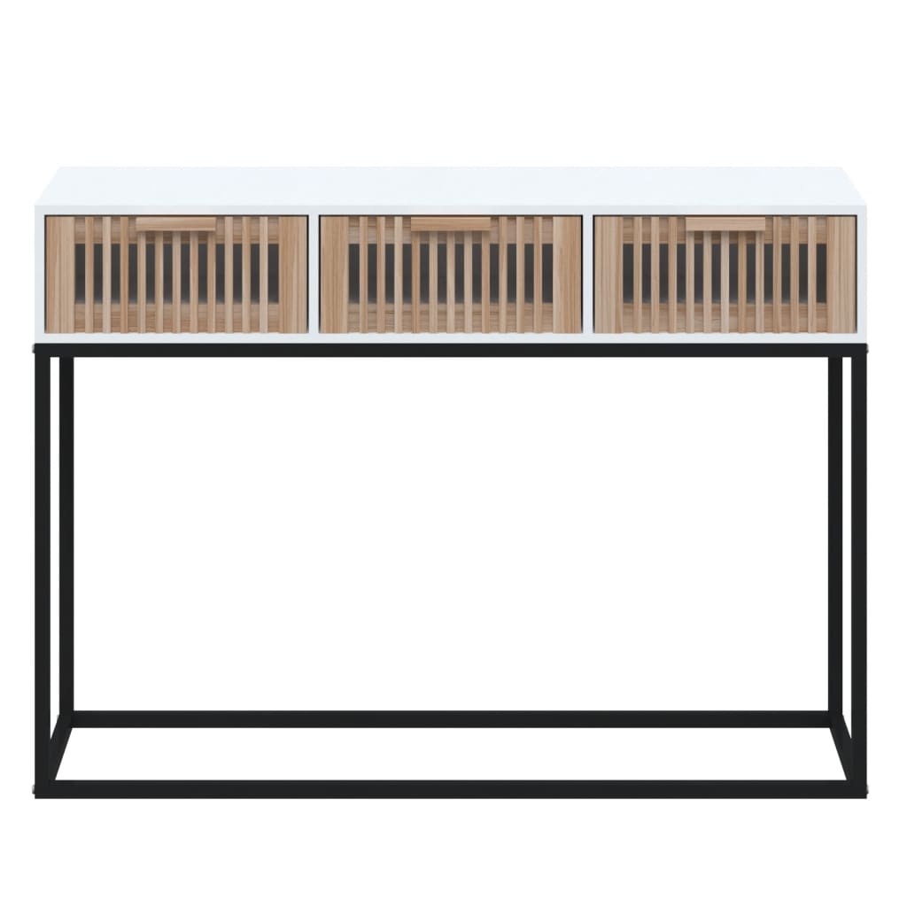 vidaXL Wandtafel 105x30x75 cm bewerkt hout en ijzer wit