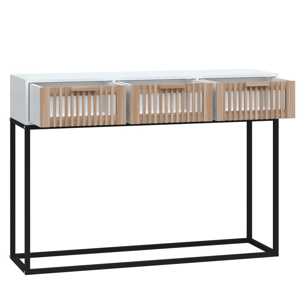 vidaXL Wandtafel 105x30x75 cm bewerkt hout en ijzer wit
