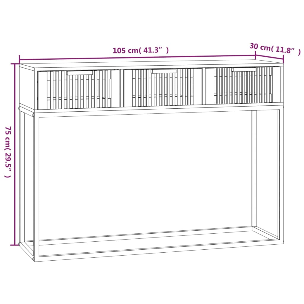 vidaXL Wandtafel 105x30x75 cm bewerkt hout en ijzer wit
