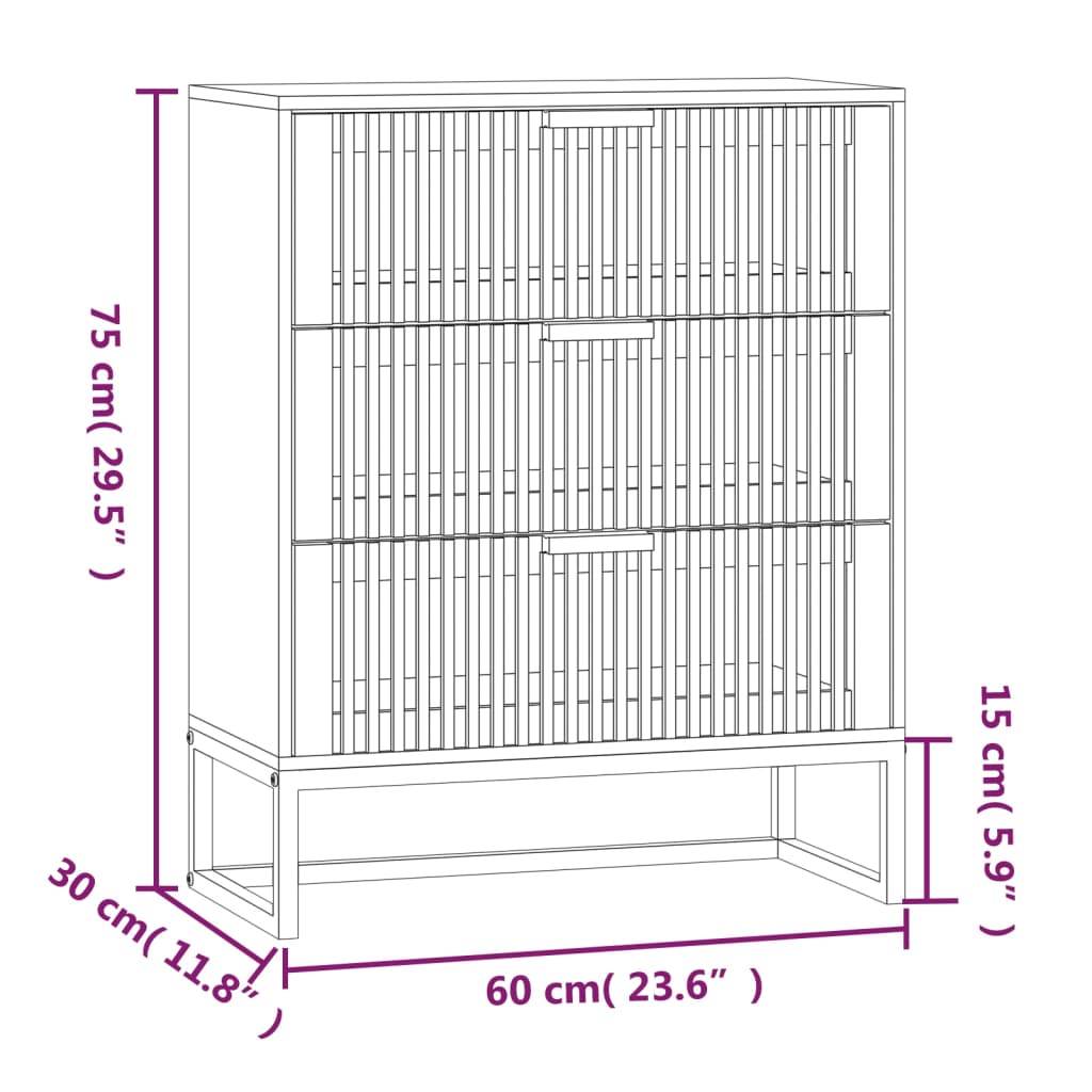 vidaXL Dressoir 60x30x75 cm bewerkt hout wit