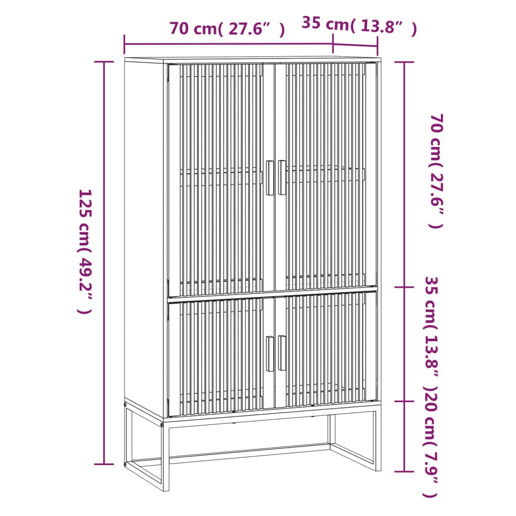 vidaXL Hoge kast 70x35x125 cm bewerkt hout wit