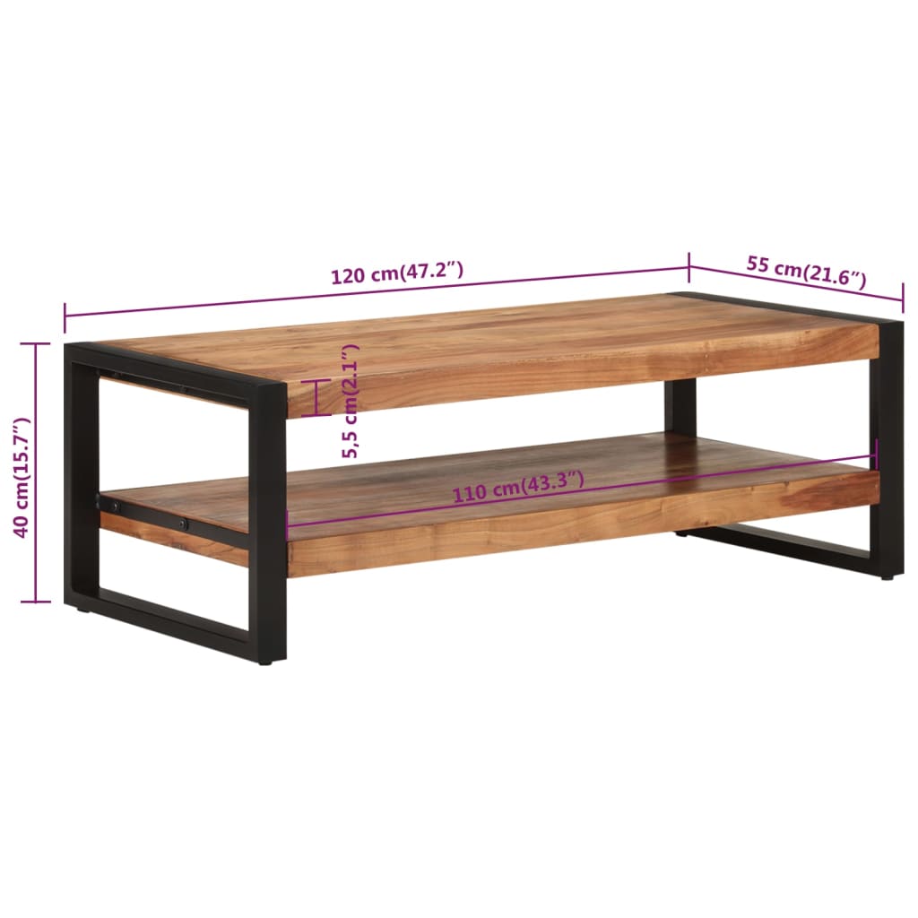 vidaXL Salontafel 120x60x40 cm massief acaciahout