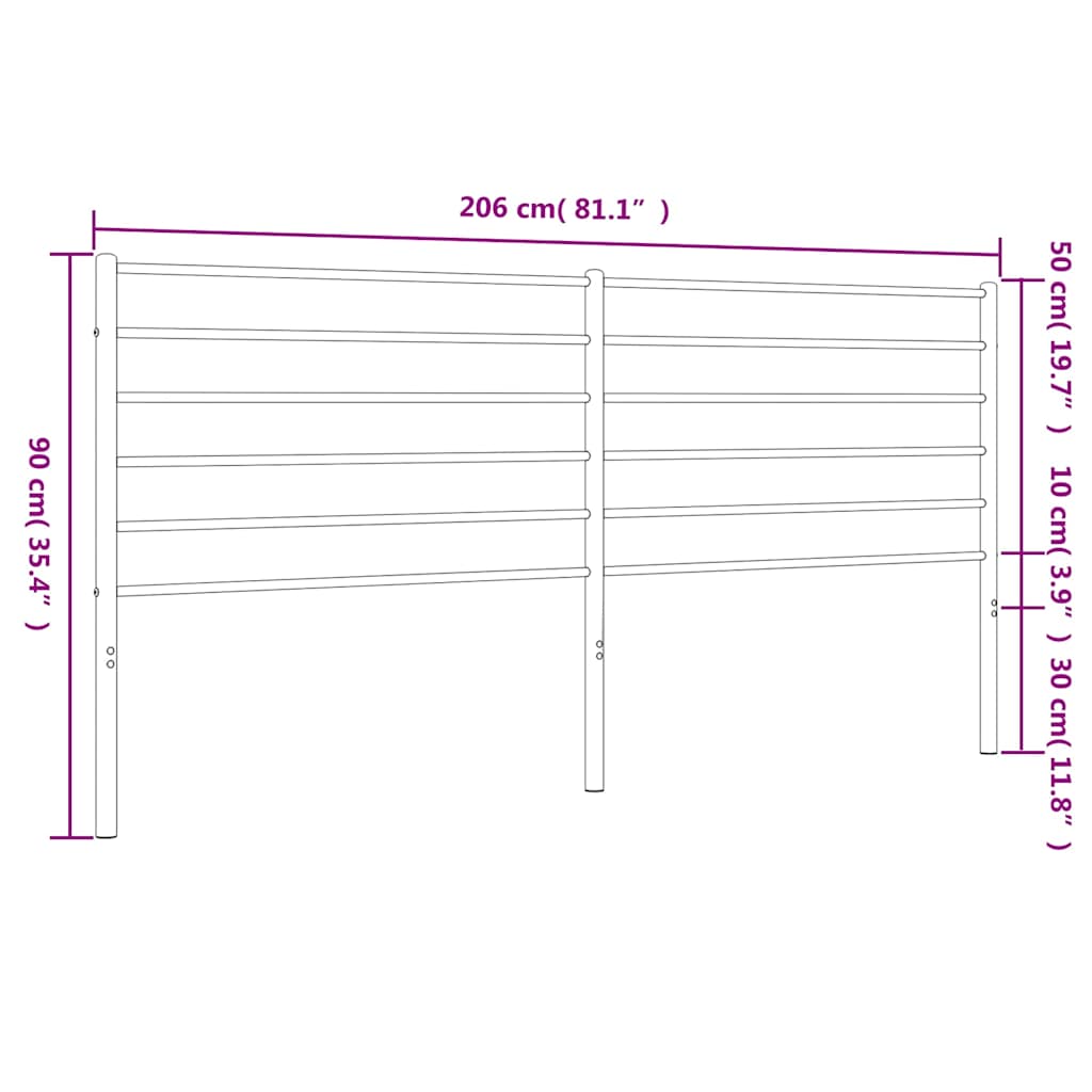 vidaXL Replacement Headboard Metal Black 75 cm