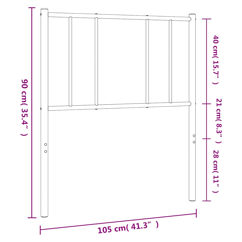 vidaXL Replacement Headboard Metal Black 75 cm