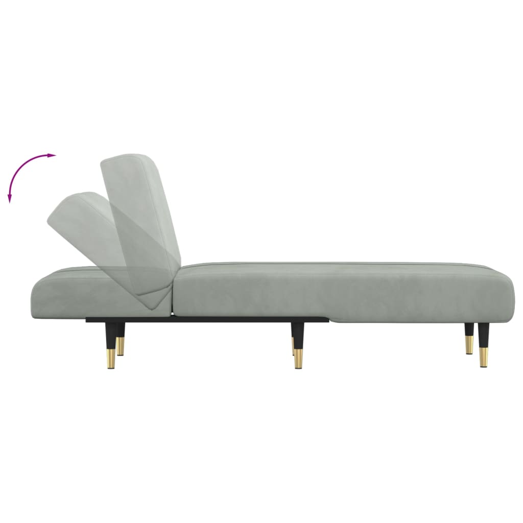 vidaXL Chaise longue fluweel lichtgrijs