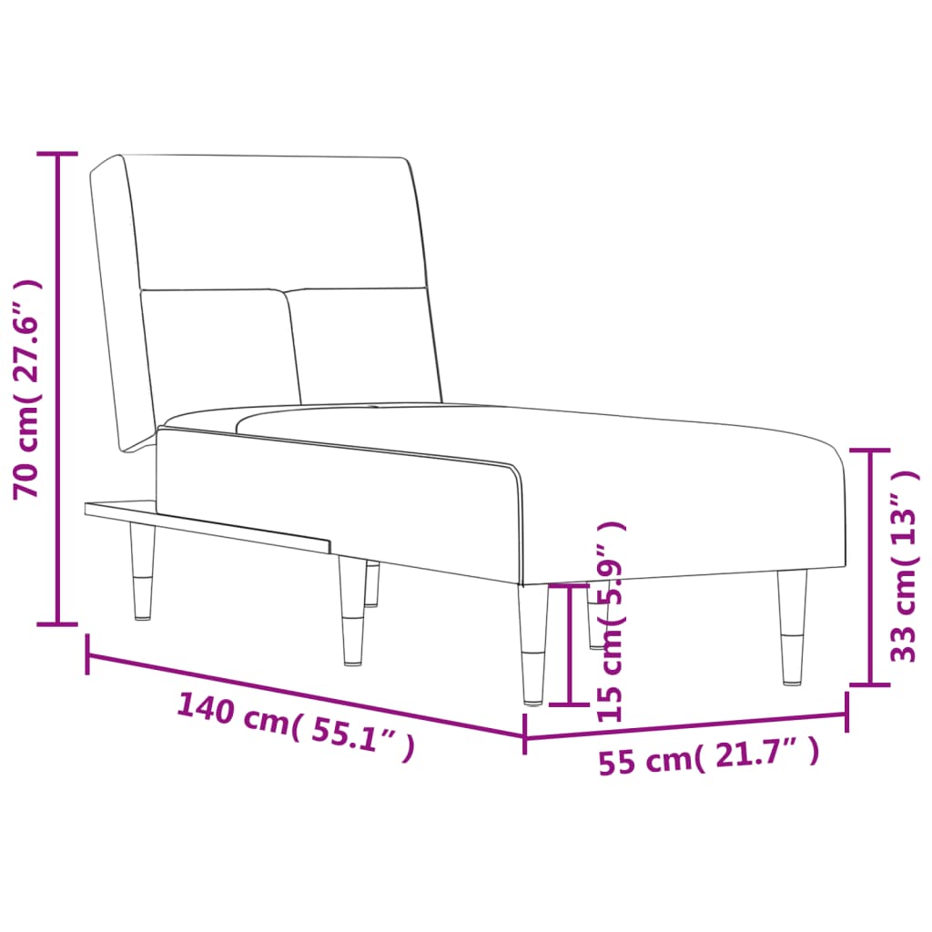 vidaXL Chaise longue fluweel blauw