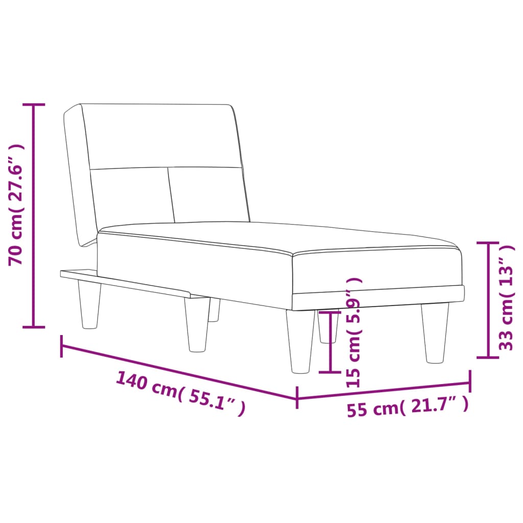 vidaXL Chaise longue stof lichtgrijs
