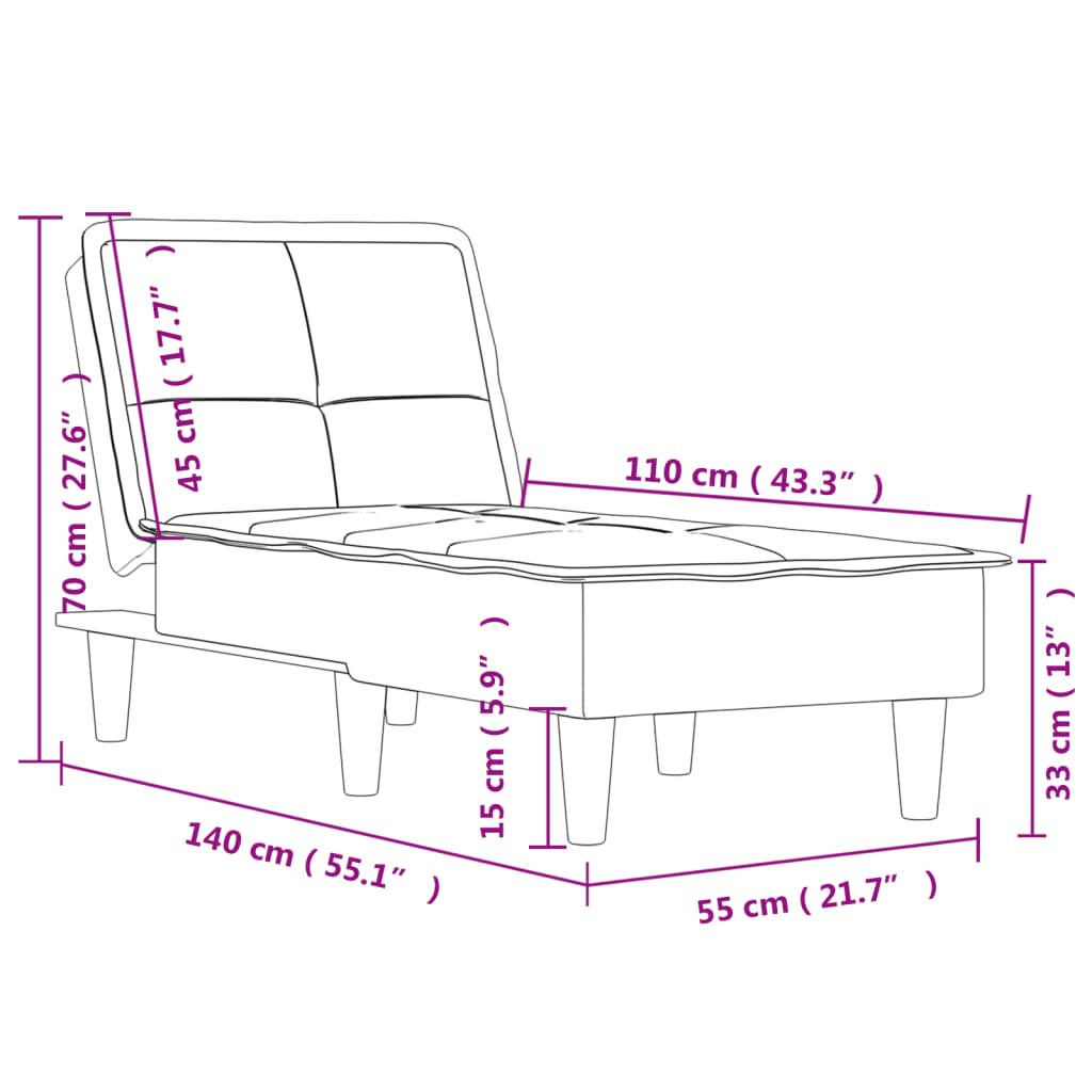 vidaXL Chaise longue stof lichtgrijs