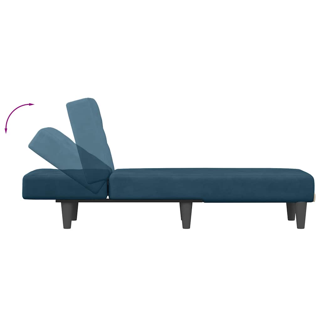 vidaXL Chaise longue fluweel blauw