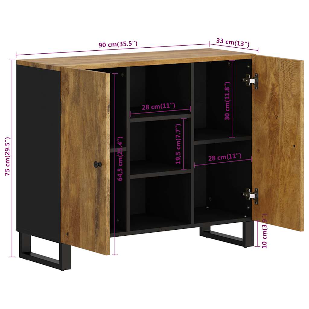 vidaXL Dressoir met 2 deuren 90x33x75 cm massief acaciahout