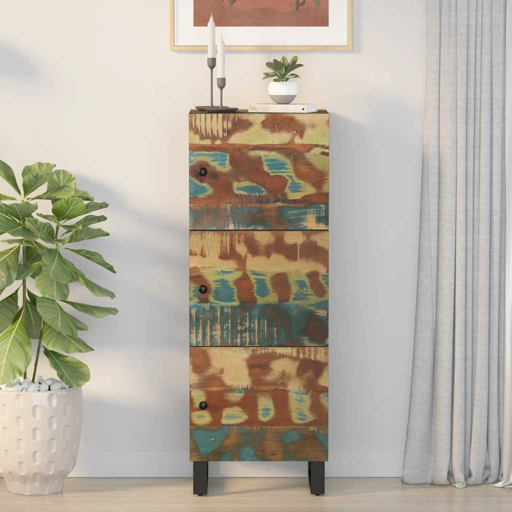 vidaXL Hoge kast met 3 deuren 40x33x110 cm massief mangohout en ijzer