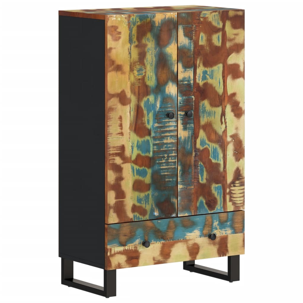 vidaXL Hoge kast met 3 deuren 40x33x110 cm massief mangohout en ijzer