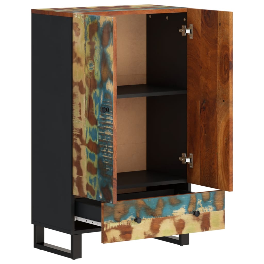 vidaXL Hoge kast met 3 deuren 40x33x110 cm massief mangohout en ijzer