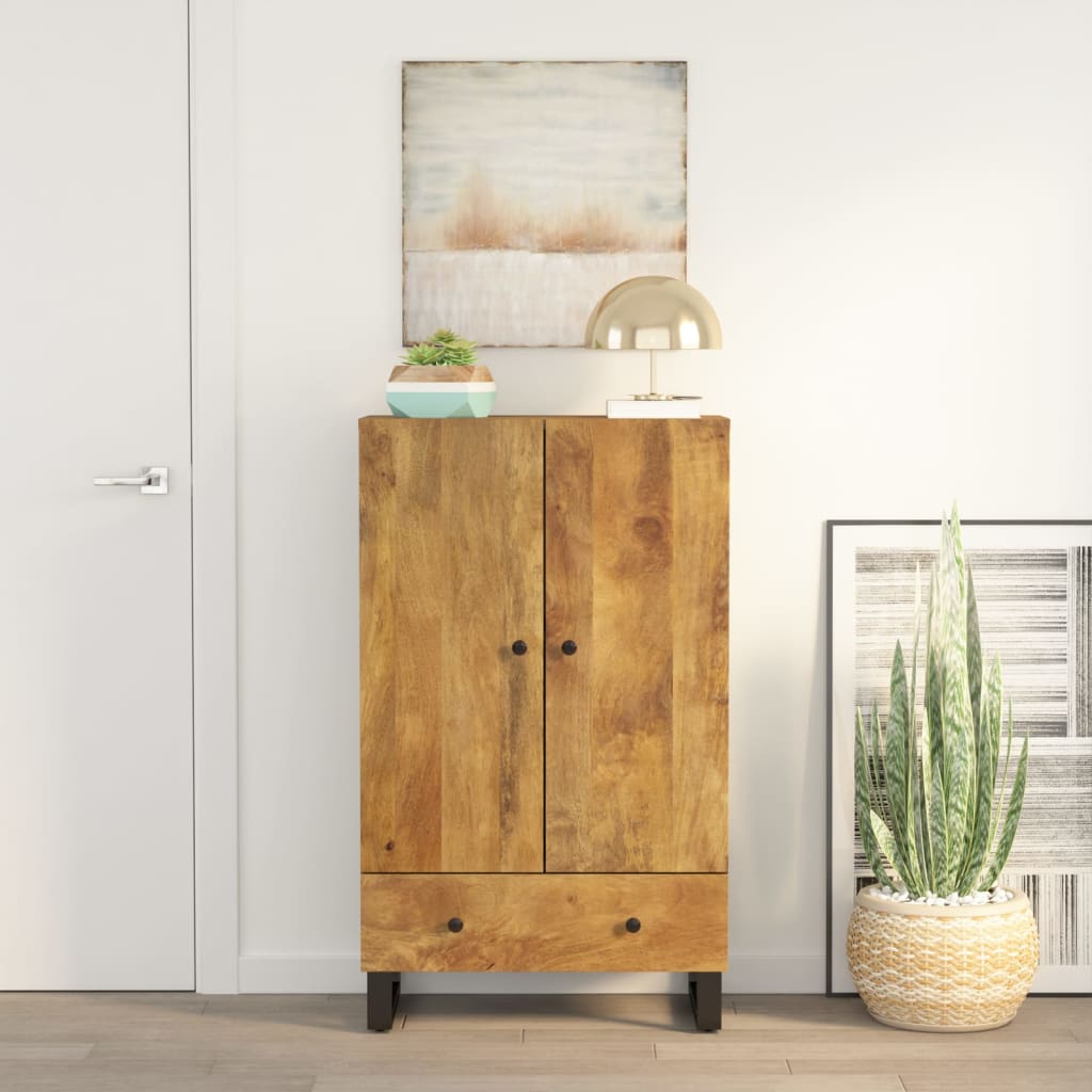 vidaXL Hoge kast met 3 deuren 40x33x110 cm massief mangohout en ijzer