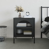 vidaXL Nachtkastjes 2 st 50x35x60 cm glas en staal zwart