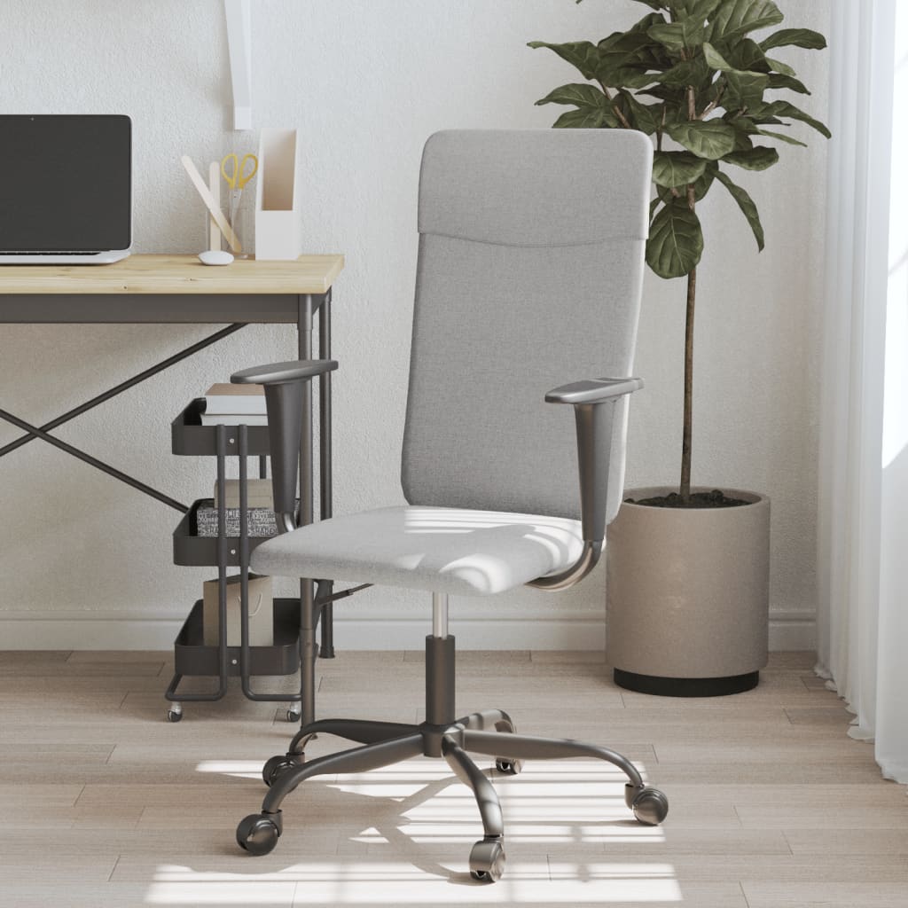 vidaXL Office Chair Adjustable Height Fabric Light Grey
