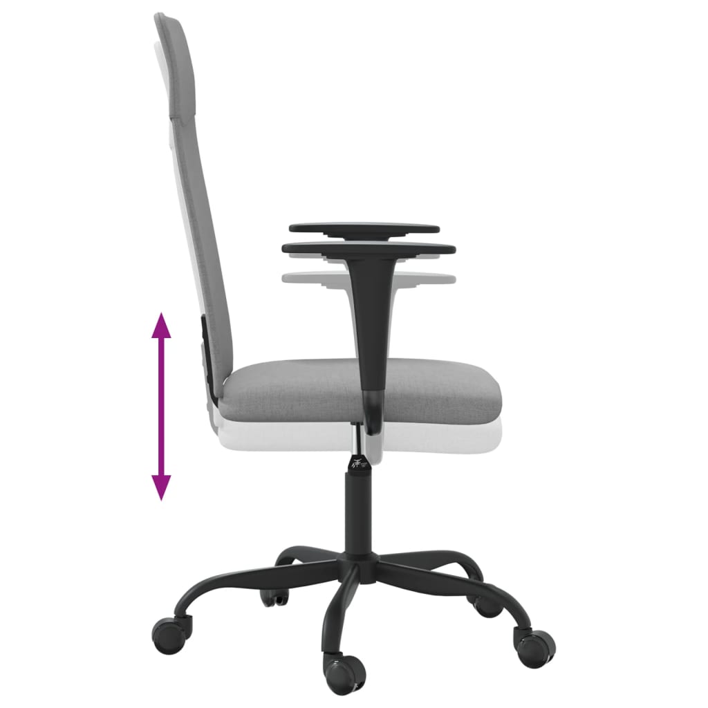 vidaXL Office Chair Adjustable Height Fabric Light Grey