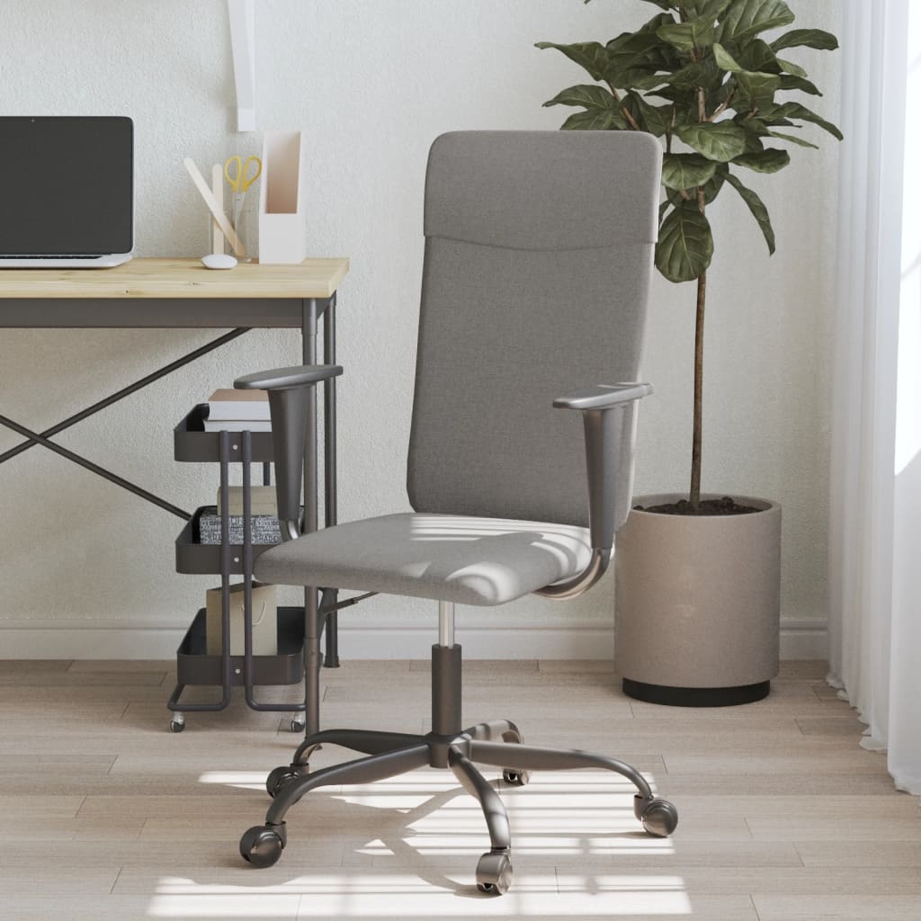 vidaXL Office Chair Adjustable Height Fabric Light Grey
