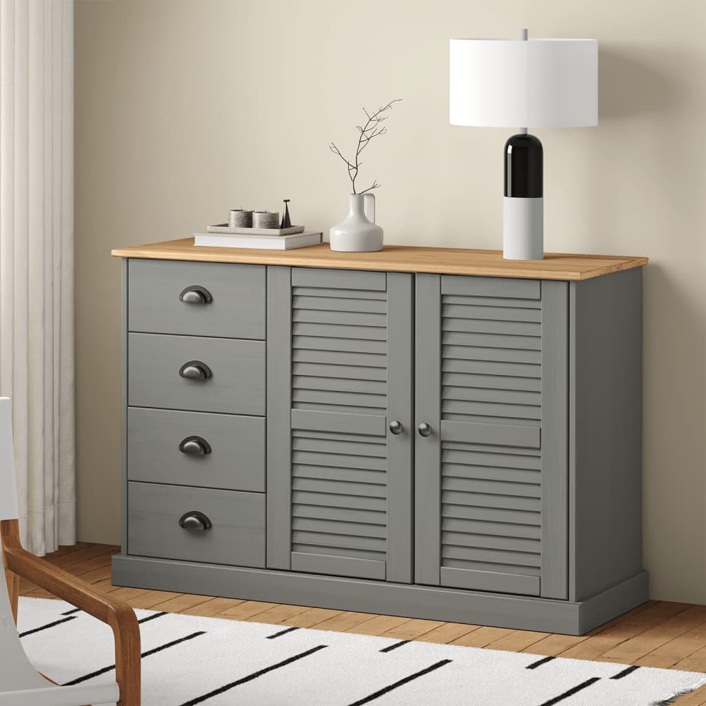 vidaXL Dressoir met lades VIGO 113x40x75 cm massief grenenhout