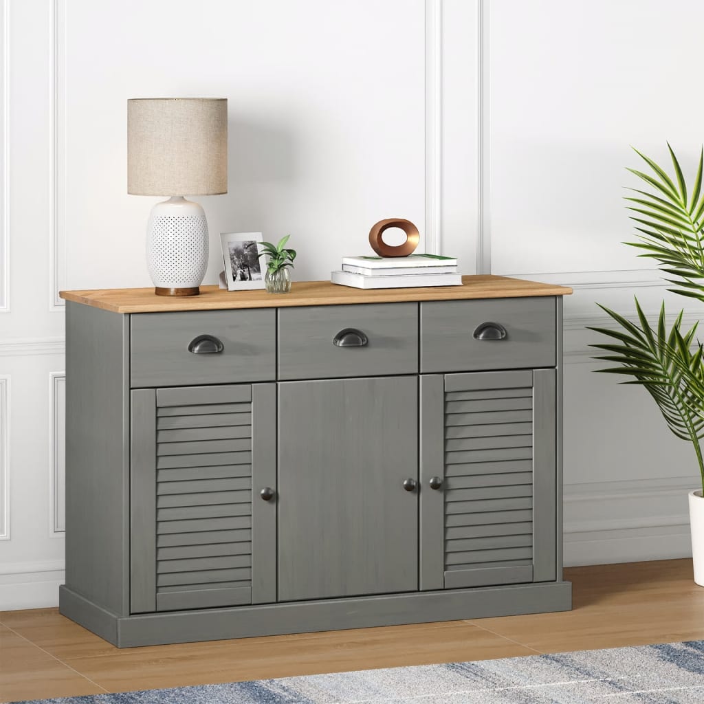 vidaXL Dressoir met lades VIGO 113x40x75 cm massief grenenhout