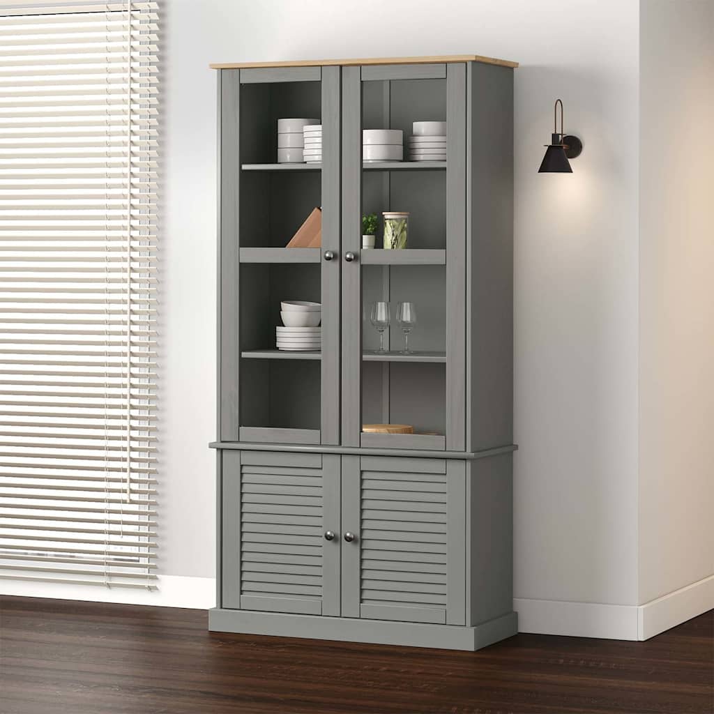 vidaXL Vitrinekast VIGO 85x35x170 cm massief grenenhout