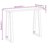vidaXL Wandtafel met natuurlijke rand 110x35x80 cm massief acaciahout