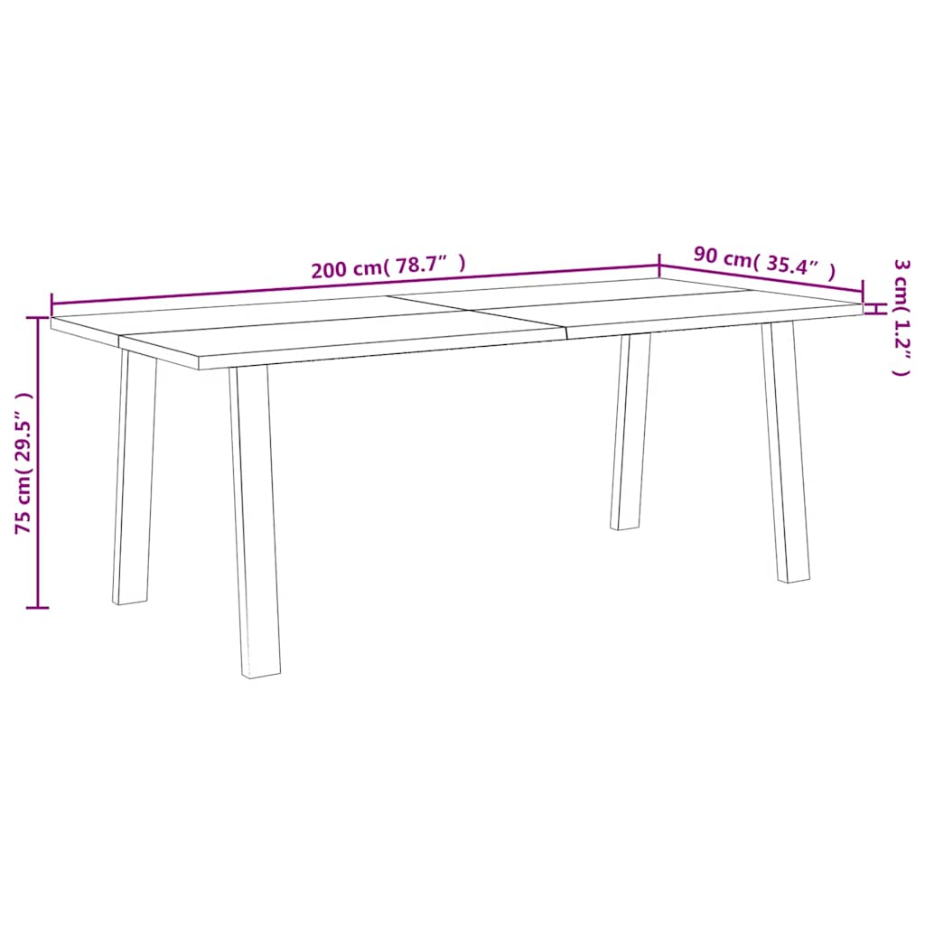 vidaXL Eettafel 150x90x75 cm massief acaciahout