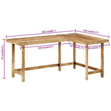 vidaXL Desk 165x110x75 cm solid mango wood
