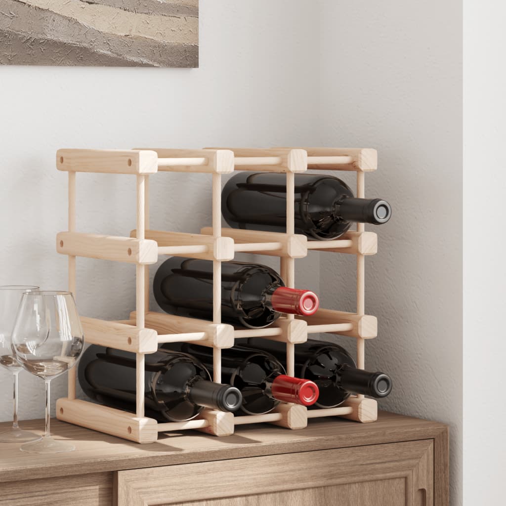 vidaXL Wijnrek voor 12 flessen 36x23x36 cm massief grenenhout