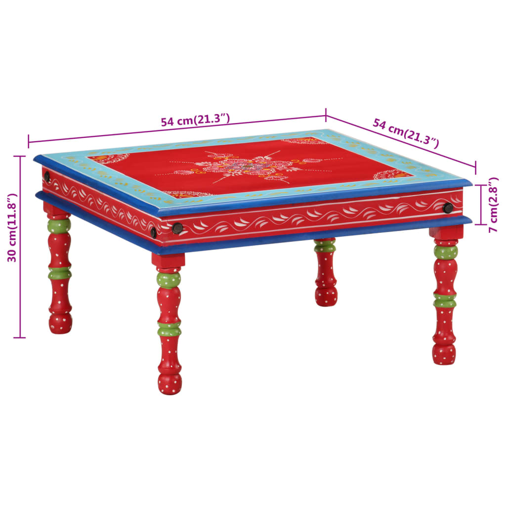 vidaXL Coffee table hand-painted solid mango wood turquoise