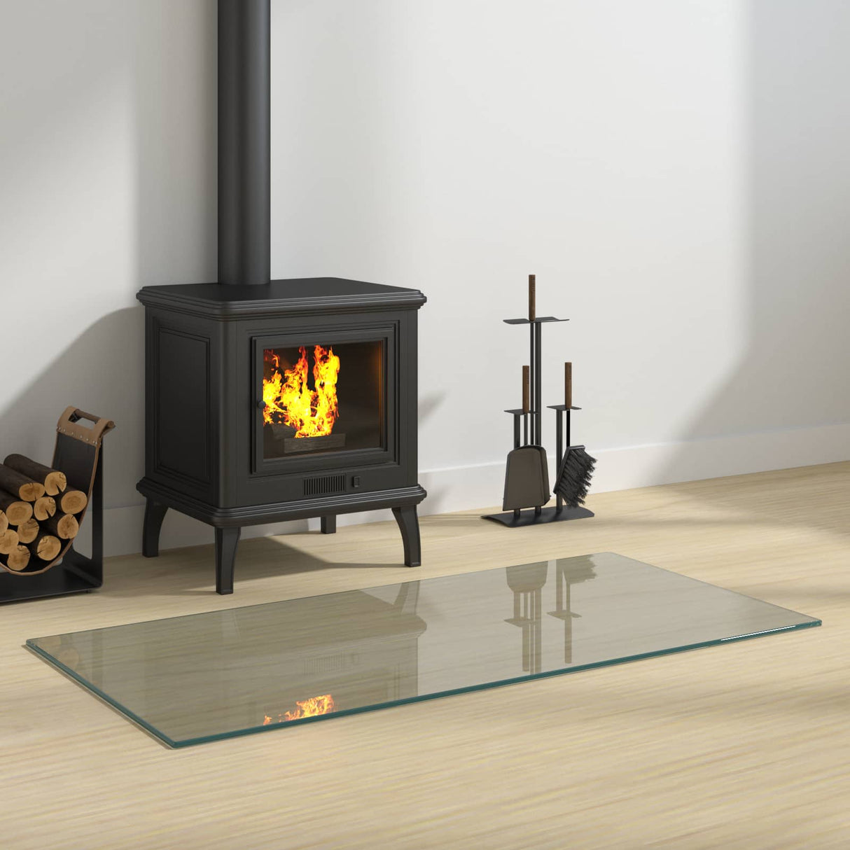 vidaXL Glazen haardplaat Doorzichtig 80 x 50 cm Glas