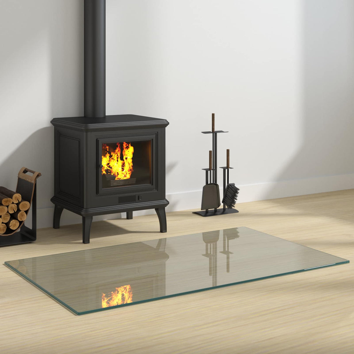 vidaXL Glazen haardplaat Doorzichtig 80 x 50 cm Glas