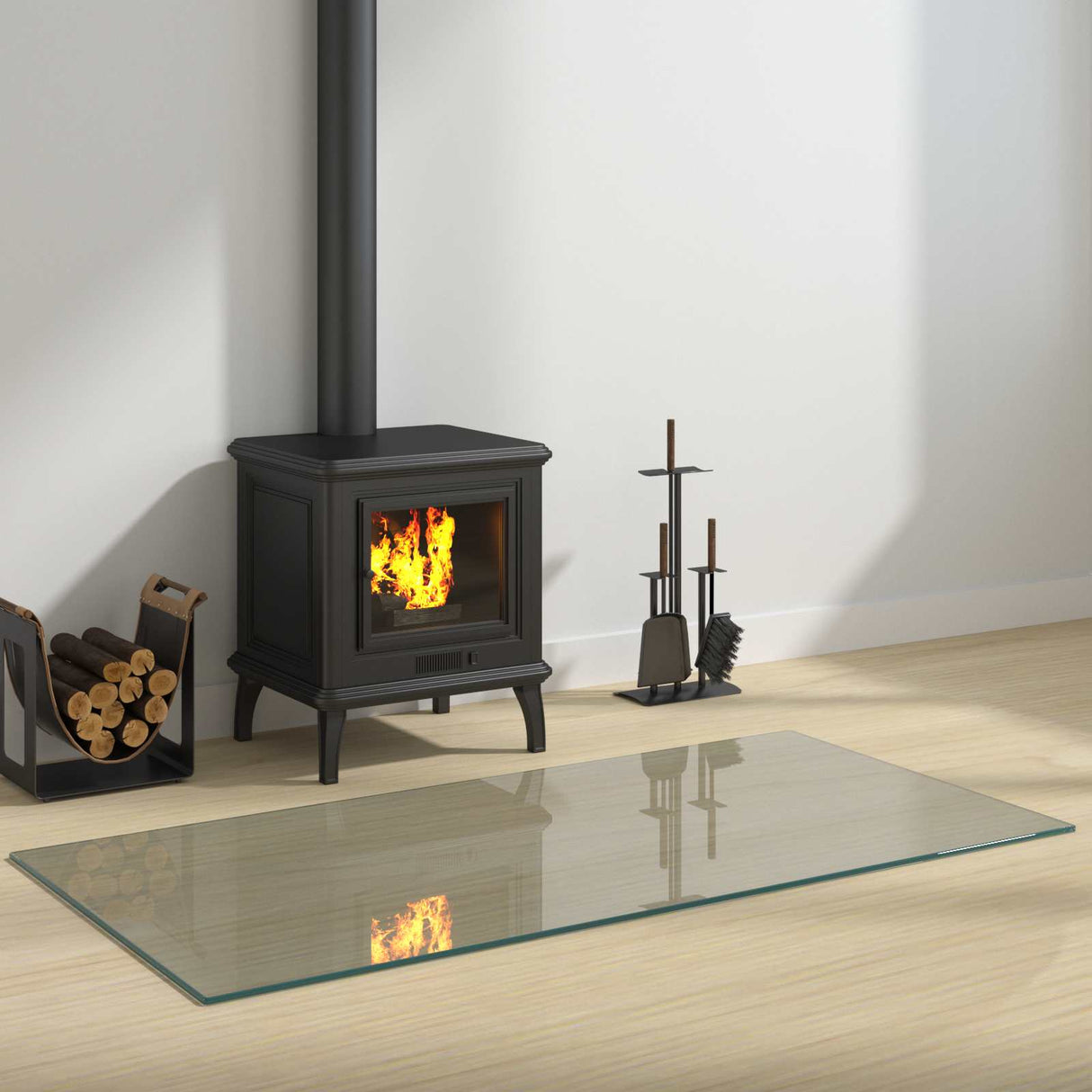 vidaXL Glazen haardplaat Doorzichtig 80 x 50 cm Glas