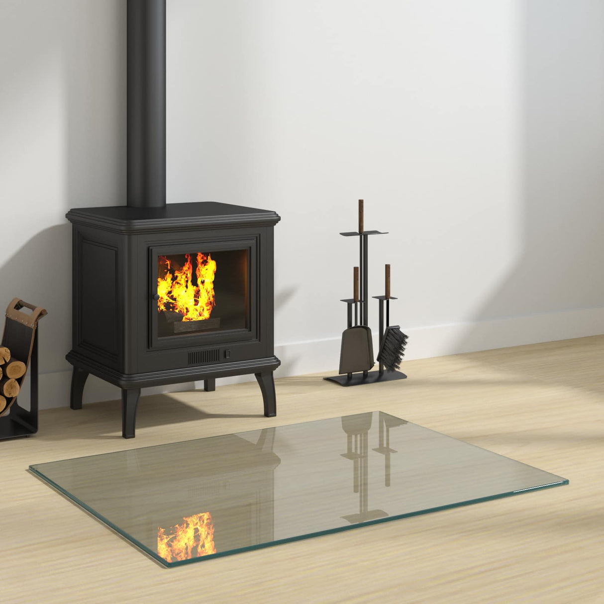vidaXL Glazen haardplaat Doorzichtig 80 x 50 cm Glas