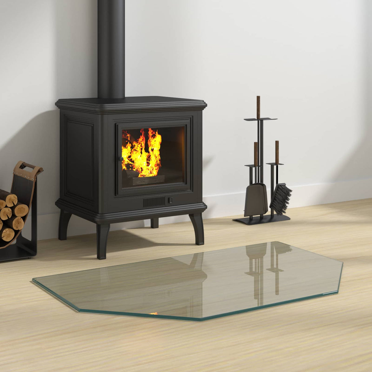 vidaXL Glass Hearth Plate Transparent 80 x 50 cm Glass