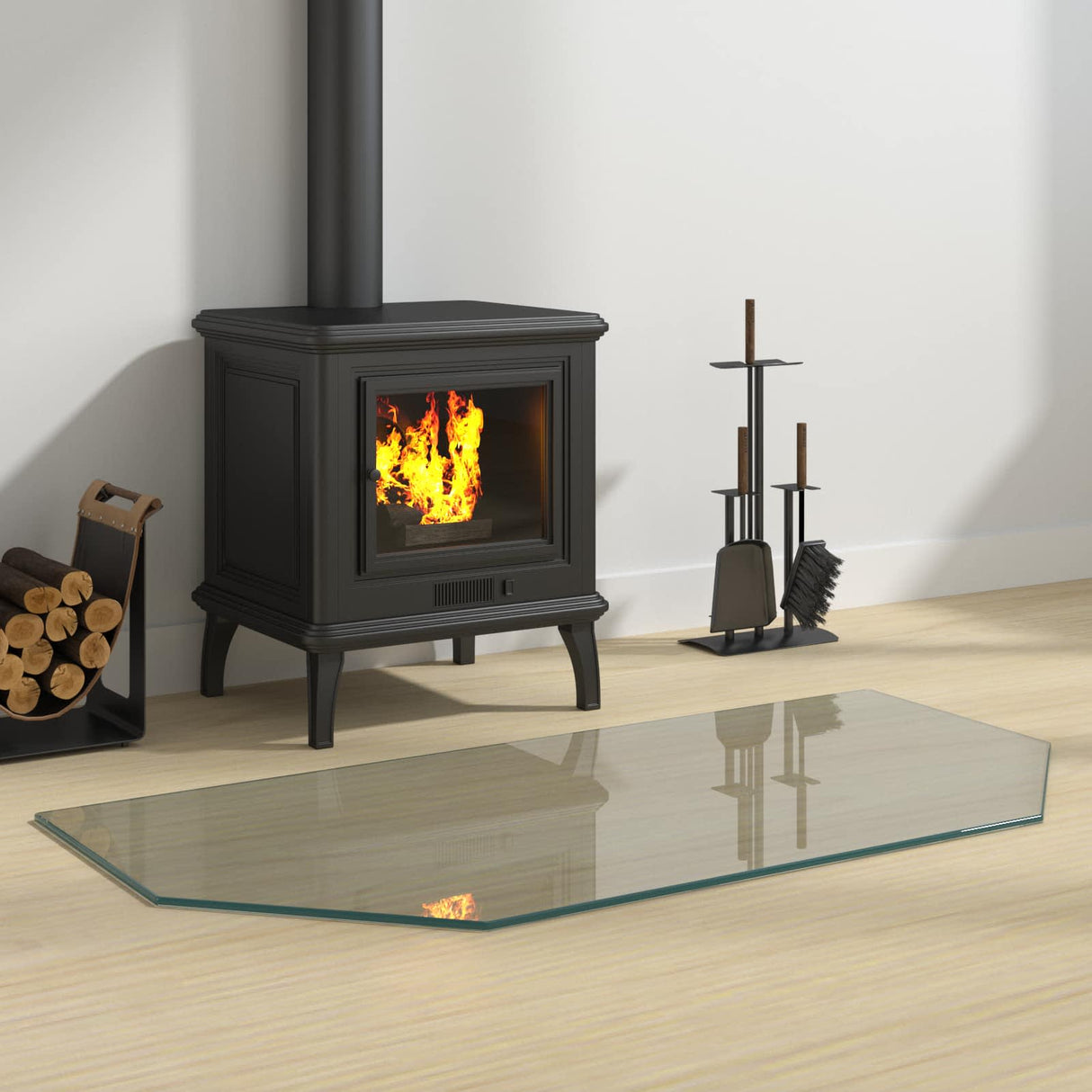 vidaXL Glass Hearth Plate Transparent 80 x 50 cm Glass