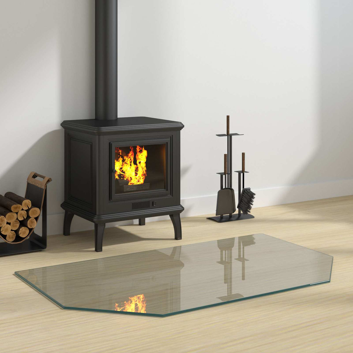 vidaXL Glass Hearth Plate Transparent 80 x 50 cm Glass