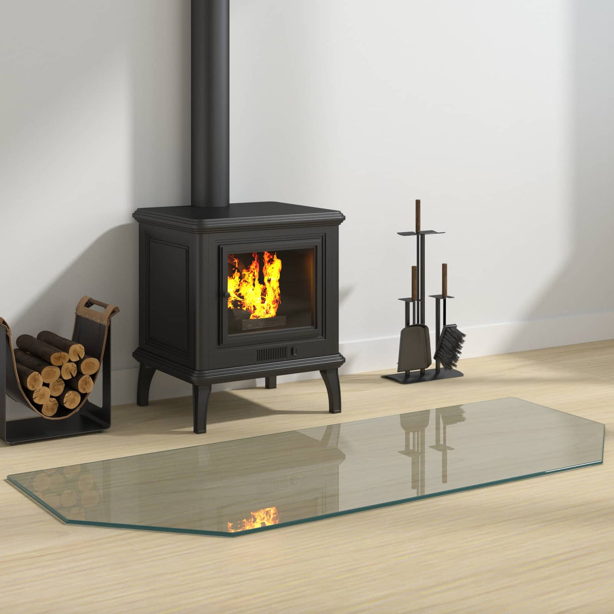 vidaXL Glass Hearth Plate Transparent 80 x 50 cm Glass