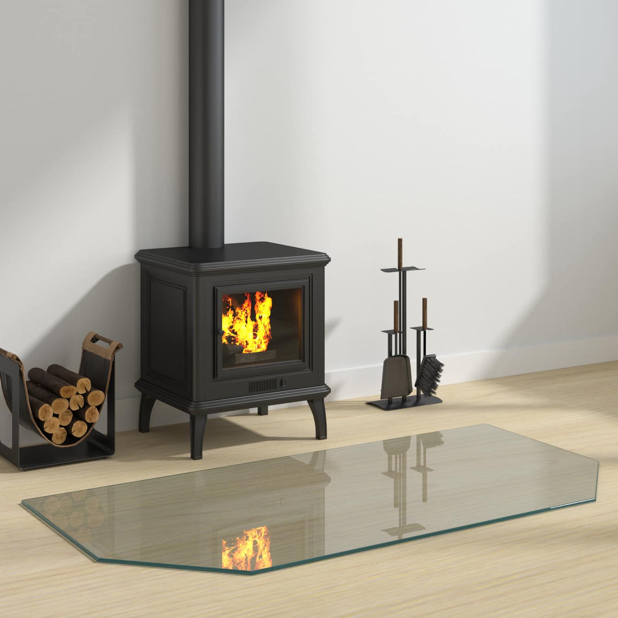 vidaXL Glass Hearth Plate Transparent 80 x 50 cm Glass