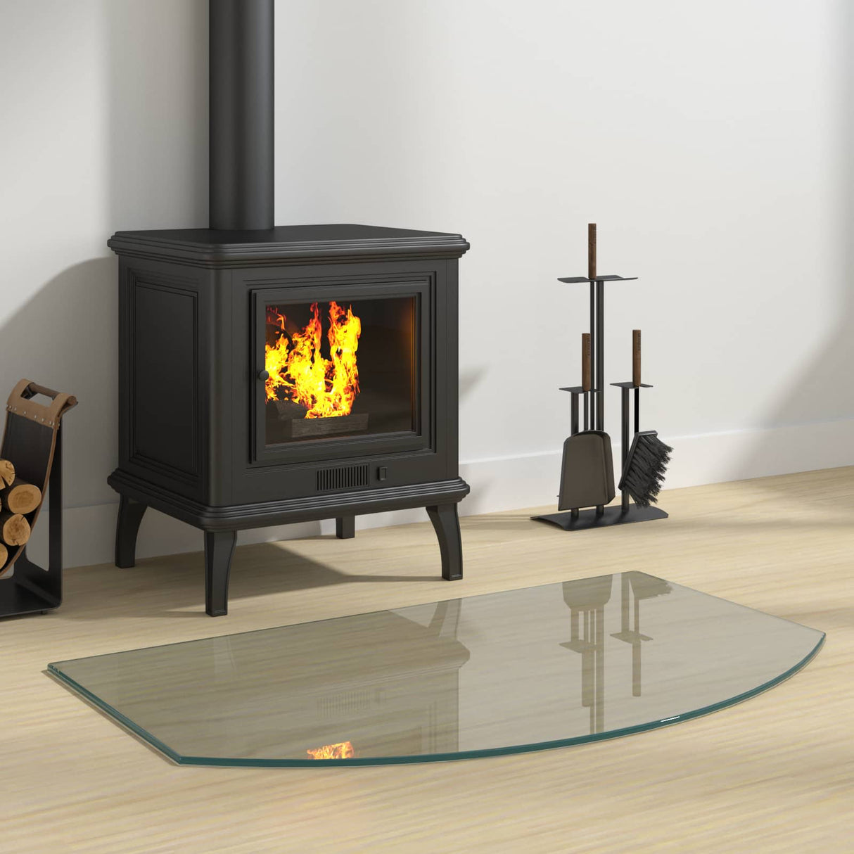 vidaXL Glass Fireplace Hearth Plate Clear 80 x 50 cm Glass