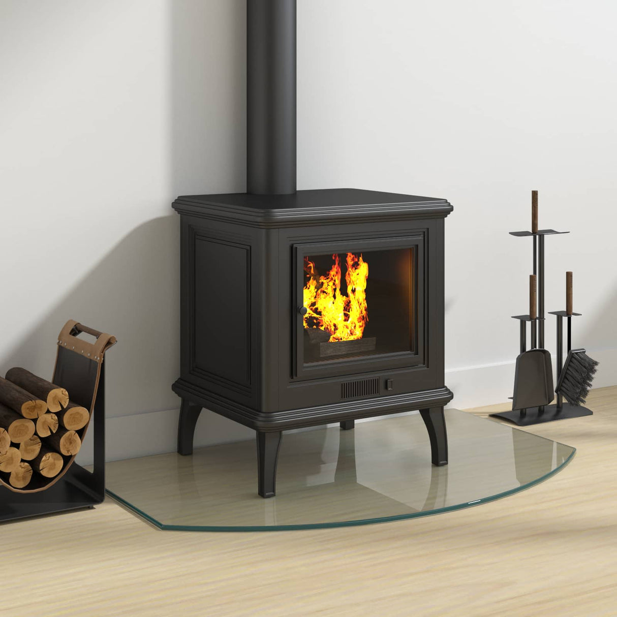 vidaXL Glass Fireplace Hearth Plate Clear 80 x 50 cm Glass