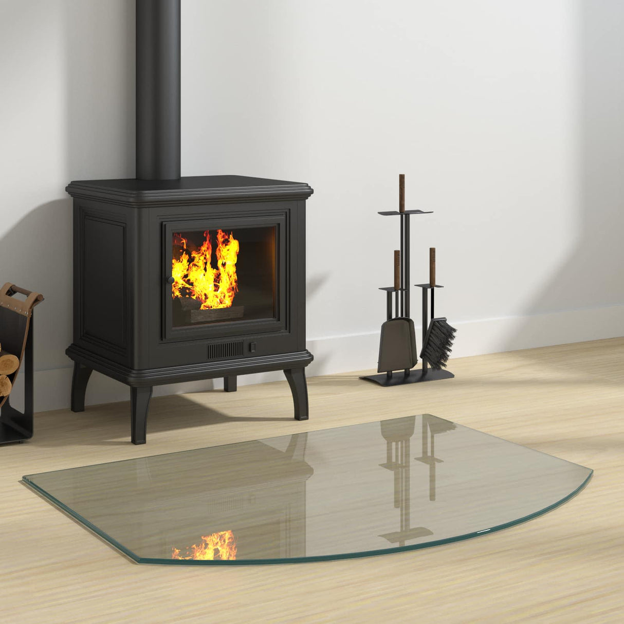 vidaXL Glass Fireplace Hearth Plate Clear 80 x 50 cm Glass