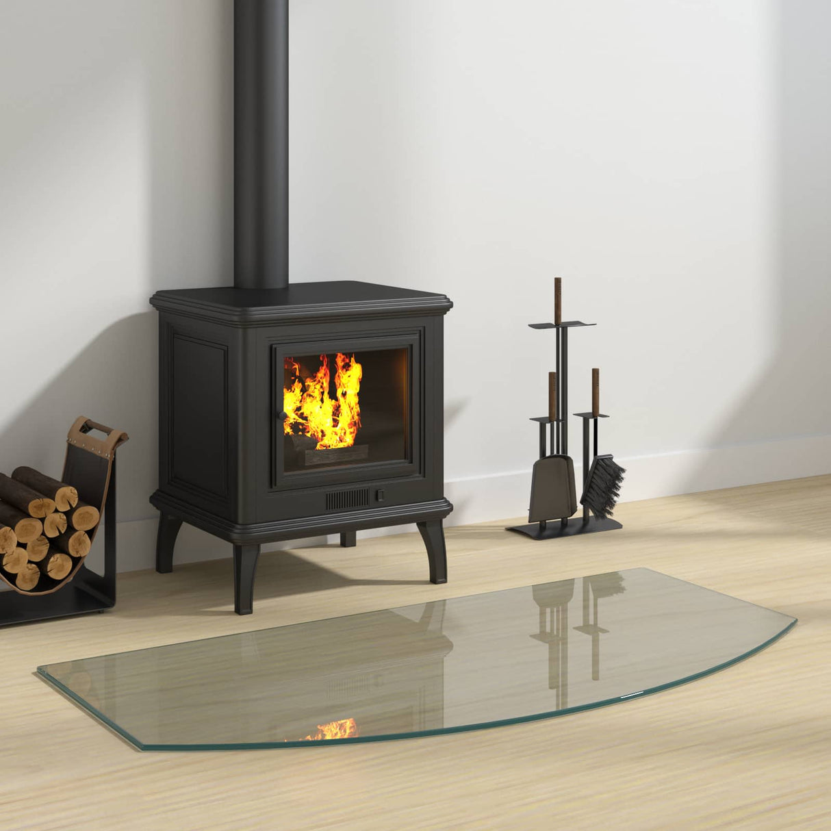 vidaXL Glass Fireplace Hearth Plate Clear 80 x 50 cm Glass