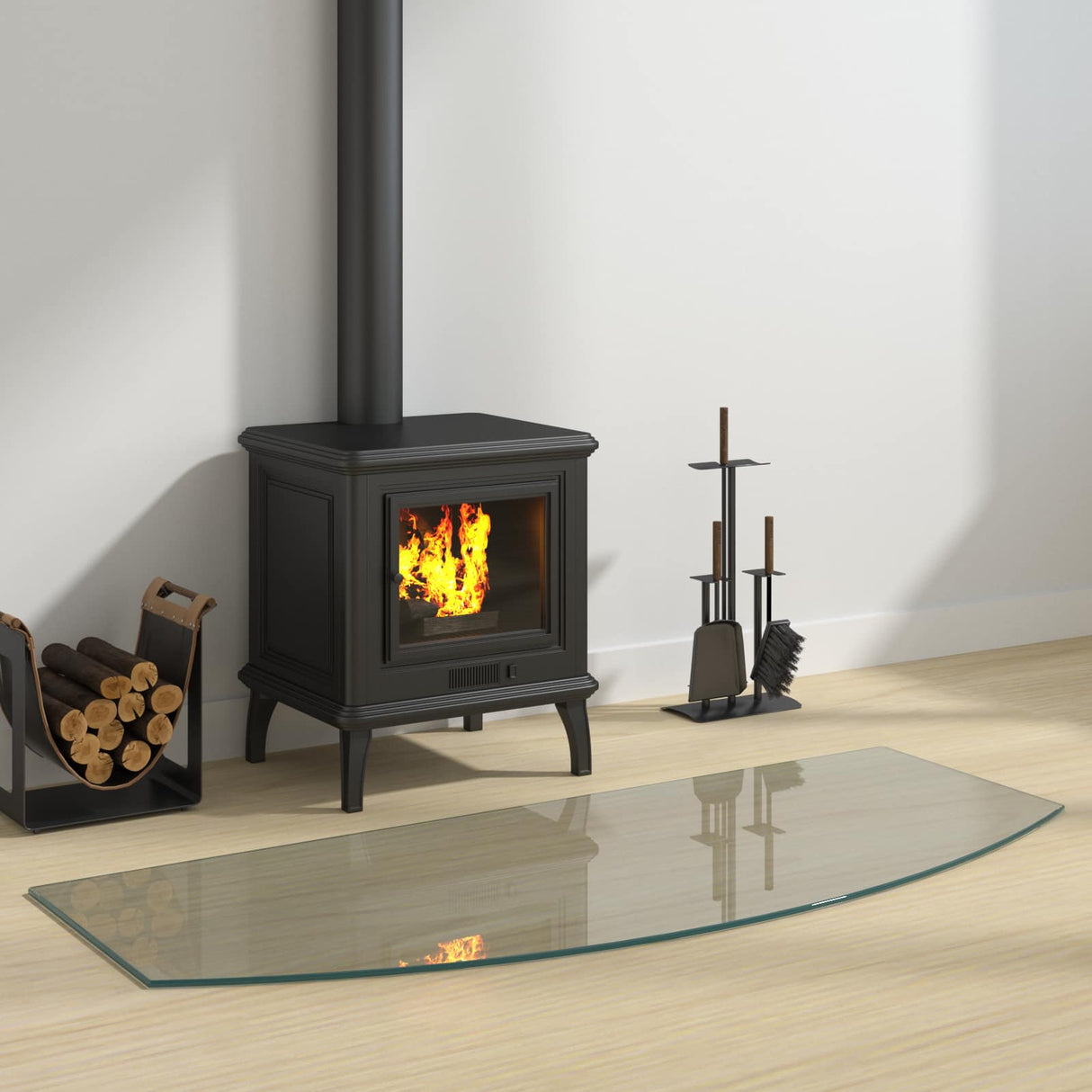 vidaXL Glass Fireplace Hearth Plate Clear 80 x 50 cm Glass