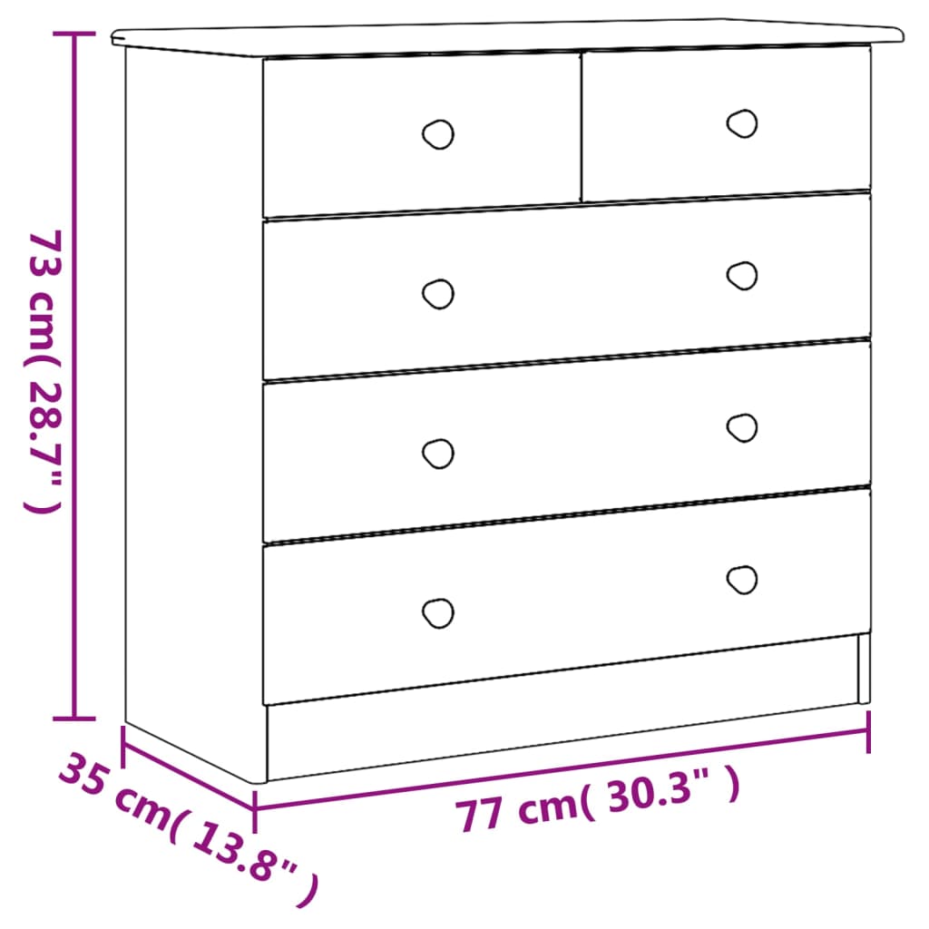 vidaXL Chest of Drawers ALTA 77x35x73 cm Solid Pine Wood