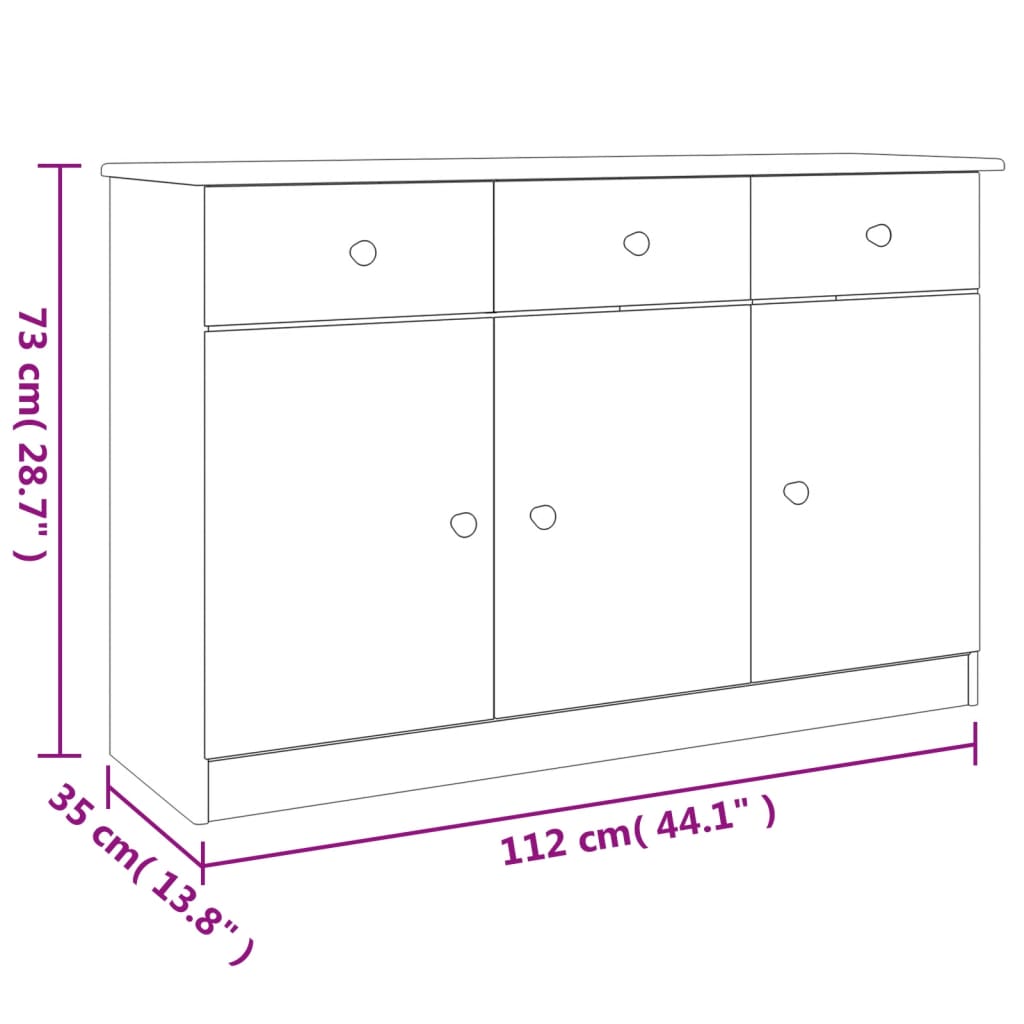 vidaXL Dressoir ALTA 112x35x73 cm massief grenenhout