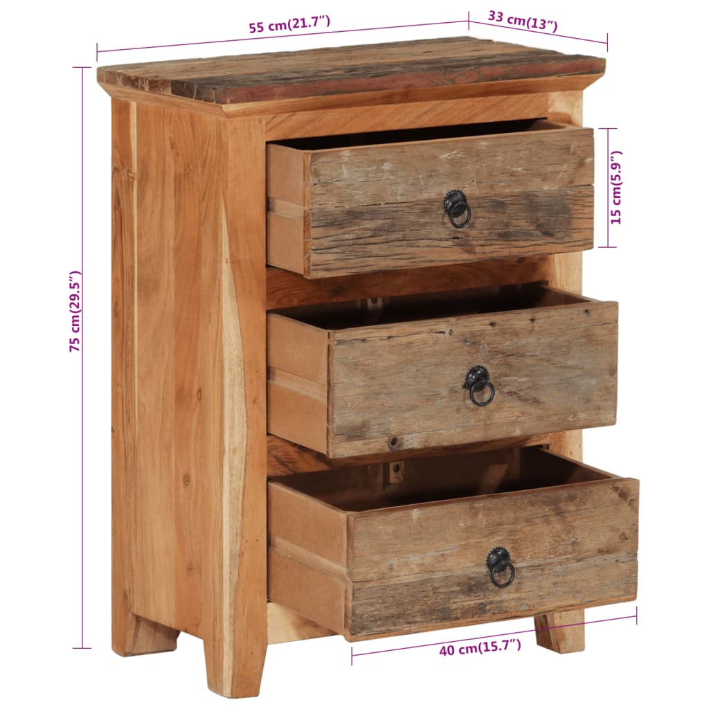 vidaXL Sideboard 60x33x75 cm solid acacia wood and reclaimed wood